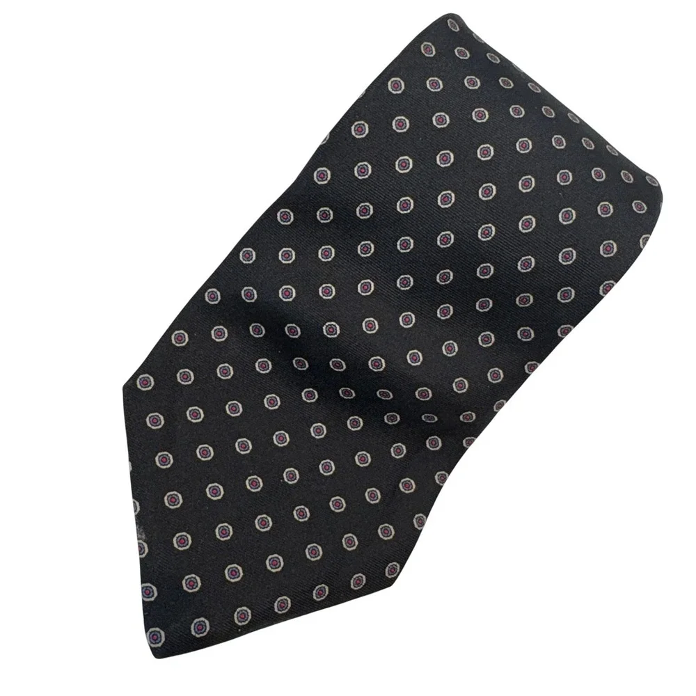 Stafford Executive Men's Silk Tie Black Red White Pin Dot‎ Geometric pattern